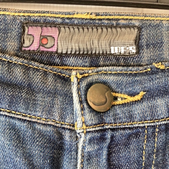 Flawed Joes jeans cotton dark wash boot cut wide leg bell bottoms low rise W 25 - Picture 7 of 16